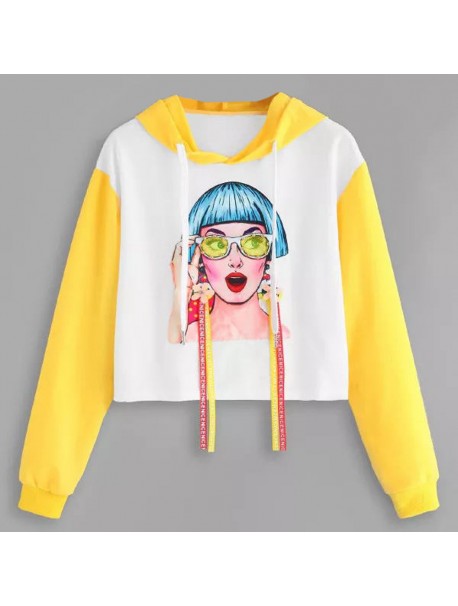 Autumn 2018 Harajuku Sweatshirt Hoodies Women Streetwear Fashion Print Kpop Crop Top Hoodie Korean Style Woman Clothes Moletom