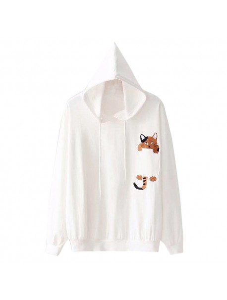 Harajuku Sweatshirt Hooded Hoodies Autumn 2018 Women Streetwear Cat Print Hoodie Woman Kpop Womens Clothing Moletom Feminino