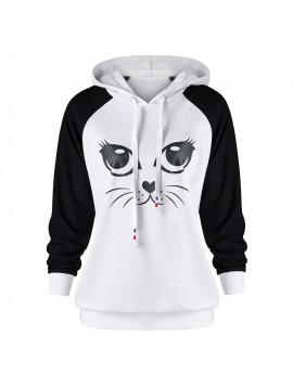 Harajuku Sweatshirt Hooded Hoodies Autumn 2018 Women Streetwear Cat Print Hoodie Woman Kpop Womens Clothing Moletom Feminino