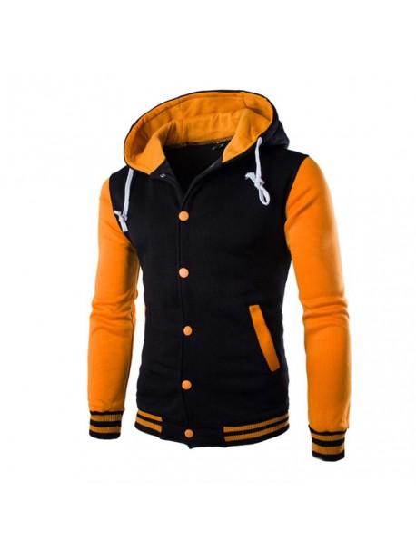 Plus Size 2017 Autumn Winter Jackets Men Patchwork Button Hooded Sweatshirt Mens Overcoat Erkek Mont Chaquetas Hombre 5XL