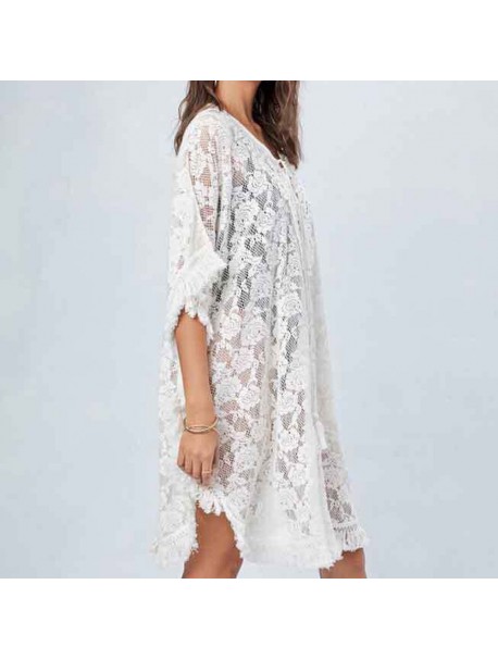 Summer Kimono Cardigan Womens Tops and Blouses 2018 White Lace Long Shirts Tunic Beach Ladies Top for Womens Clothing