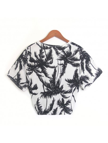Summer Tops For Womens Tops and Blouses 2018 Streetwear Leaf Print Deep V Neck Shirts Tunic Ladies Top Clothes Womens Clothing