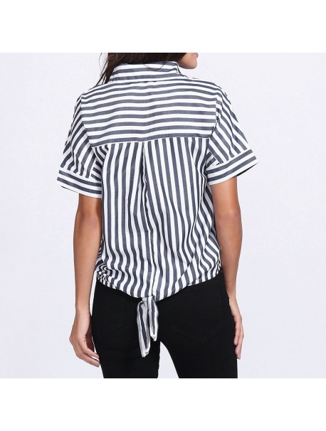 Summer Tops For Womens Tops and Blouses 2018 Streetwear Striped Button V Neck Shirts Tunic Ladies Top Clothes Womens Clothing