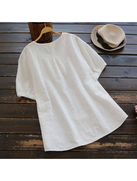 Tops For Womens Tops and Blouses 2018 Streetwear Button Short Sleeve White Shirts Tunic Ladies Top Clothes